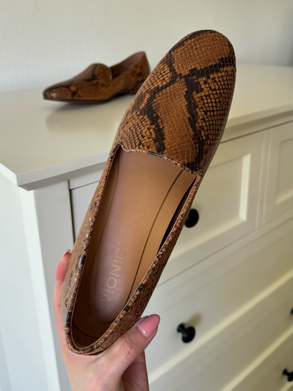 Vionic Brown Snake-Print Willa BOA Leather Loafers 9.5